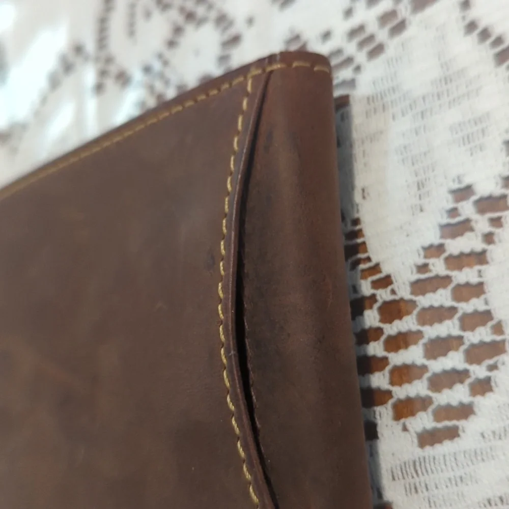 Genuine leather handcrafted wallet RFID protection.